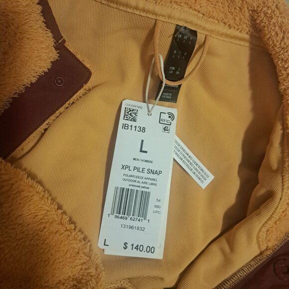 Adidas Men’s Terrex XPloric High Pile Snap Fleece Pullover Yellow IB1138‎ SIZE L - Picture 8 of 9